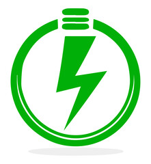 Zielona energooszczędna żarówka błyskawica - obrazy, fototapety, plakaty