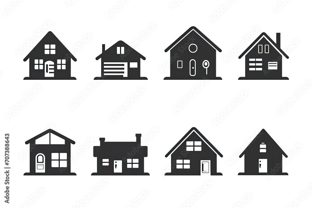 Poster a striking collection of dark homes, each uniquely adorned with sleek windows and bold design elemen