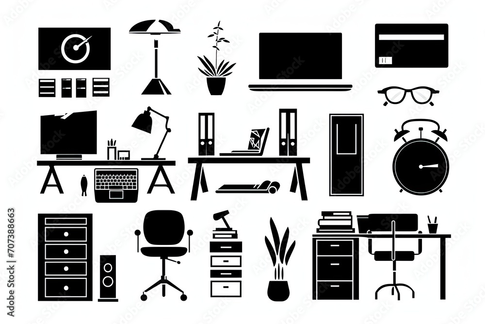 Poster A captivating compilation of dark-hued items, adorned with elegant text and intricate sketches, showcasing a striking fusion of design and illustration