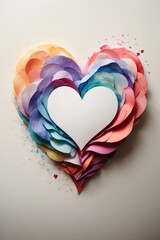 Illustration, heart-shaped watercolor logo combined with vintage paper.