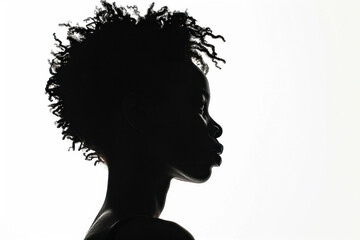 Artistic silhouette portrait, a creative portrait capturing a woman's silhouette against a white background. © Hunman