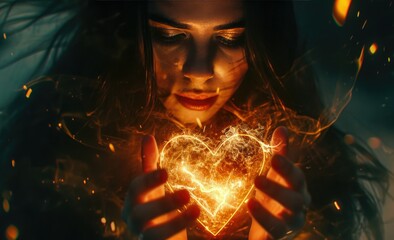 portrait of a person in a fire heart
