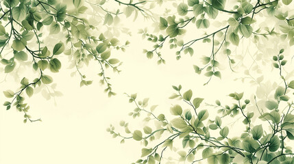 Tranquil Scene of Fresh Green Leaves Against a Softly Lit Background