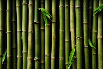 Several bamboo stalks on a backdrop