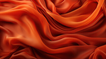 Red-Orange Satin Fabric Waves