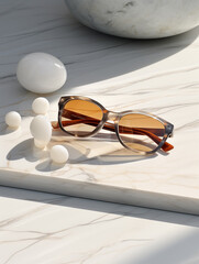Fototapeta na wymiar Elevate Your Style: Glamorous Sunglasses Collection. Embrace luxury with our high-end eyewear, a blend of sophistication and trendsetting fashion for the ultimate expression of elegance under the sun