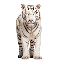a white tiger standing on a white background