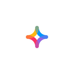 Spark or plus logo. Colorful cross icon spark clip art with four colors.