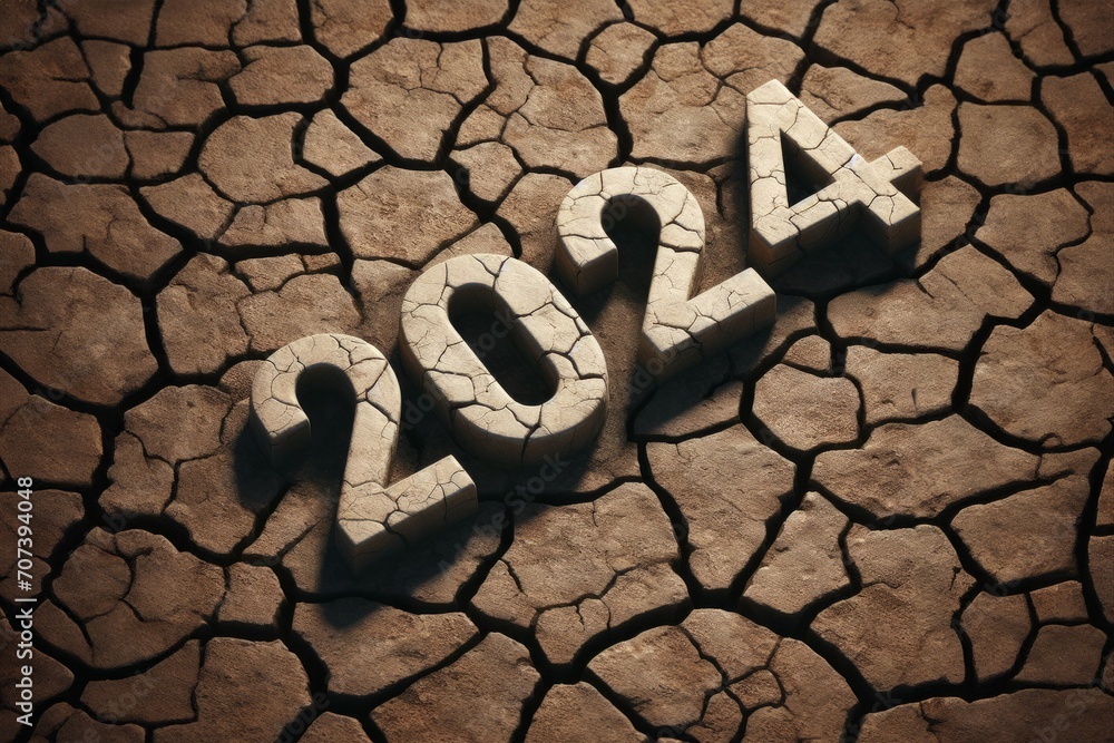 Poster climate change concept in 2024. background with selective focus and copy space