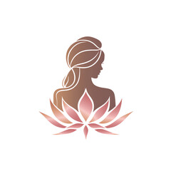 a logo of a woman with a flower