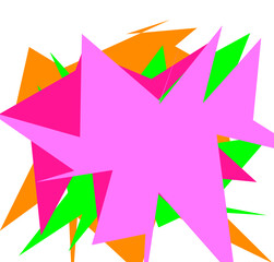 An abstract transparent cut out neon star burst shape design element.