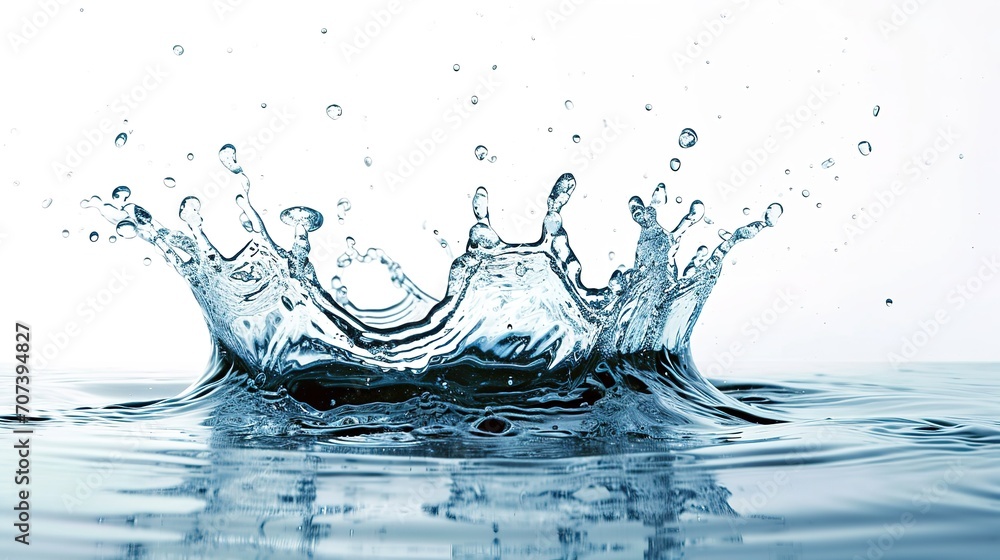 Poster water splash with isolated transparent background in white background