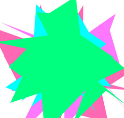 An abstract transparent cut out neon star burst shape design element.