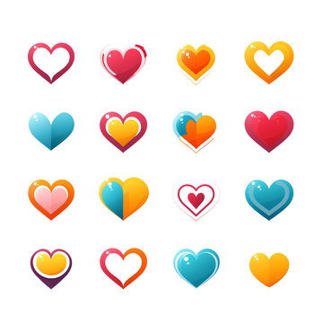 a collection of colorful hearts