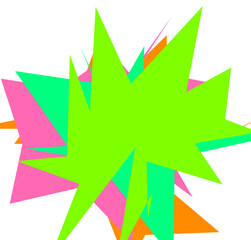 An abstract transparent cut out neon star burst shape design element.