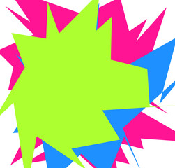 An abstract transparent cut out neon star burst shape design element.