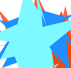 An abstract transparent cut out neon star burst shape design element.