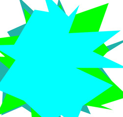 An abstract transparent cut out neon star burst shape design element.