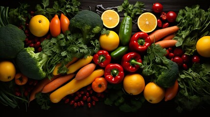 Plant based raw food seasonal vegetables background. Winter vegetarian, vegan food cooking ingredients. Flat-lay, top view : Generative AI