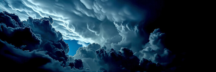 Blue storm clouds, epic clouds and divine lighting, sparkling lightning.
