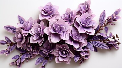 Lavender flowers isolated on white background. Top view, flat lay : Generative AI