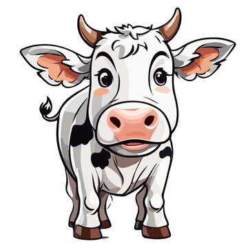 Cow cartoon character vector image. Illustration of cute cow animal fun mascot on the white background