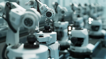 Fototapeta na wymiar Braços robóticos trabalhando de forma perfeita em uma linha de montagem automotiva mostrando a integração da automação no processo de fabricação