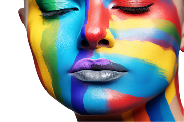 a woman with colorful makeup