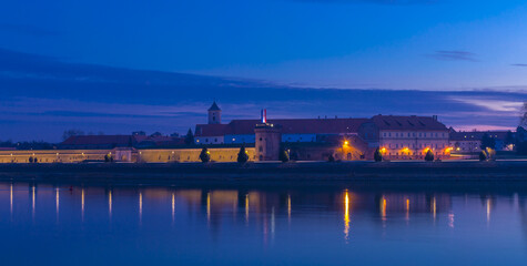 Osijek, Croatia - February 11, 2023: Tvrdja old town in Osijek Croatia on Drava river