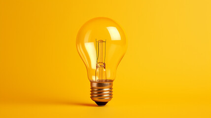 light bulb floating on yellow background