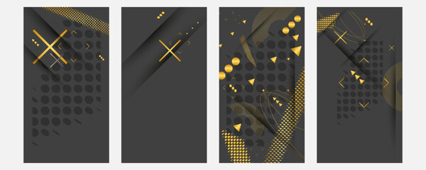 New elegant black and gold design dark background abstract shiny color golden luxury lines template premium