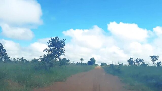 time lapse dirigindo por estrada na cidade de Costa Rica, Estado do Mato Grosso do Sul, Brasil