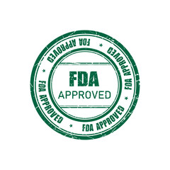 FDA approved abrasion rubber stamp. US Food and Drug Administration symbol. Vector illustration of green color