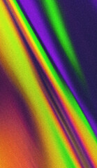 Green, yellow and purple grainy gradient vertical glowing abstract light wave on black noise texture background stock illustration. Background aesthetic. Vintage psychedelic backdrop.