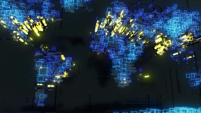 Camera movement through 3D space with a world map 