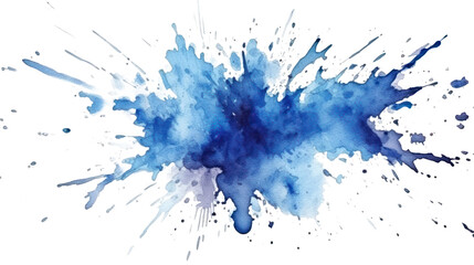 Blue paint brush strokes in watercolor isolated against transparent. PNG