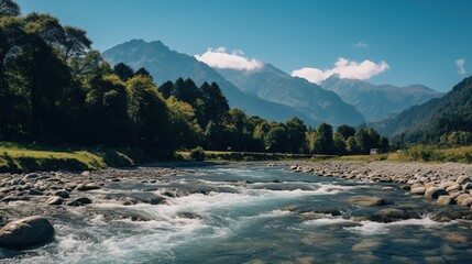 beautiful river and mountain background