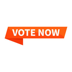 Vote Now Orange Ribbon Rectangle Shape For Election Choice Action Announcement
