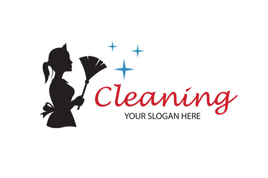 house maid lady for cleaning service design with whisk in hand isolated on white background