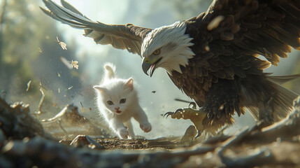 a kitty and an eagle