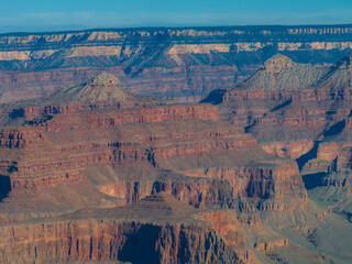 Grand Canyon aerial scene. Panorama in beautiful nature landscape scenery in Grand Canyon National Park. South Rim of the Grand Canyon National Park. Scenery of the Grand Canyon, Arizona.