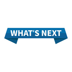Whats Next Blue Rectangle Ribbon Shape For Information Announcement Advertisement Business Marketing Social Media
