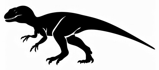 Obraz na płótnie Canvas Black silhouette of a dinosaur in a white background.