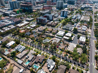 Phoenix city downtown skyline cityscape of Arizona in USA. Top view of downtown Phoenix Arizona on...