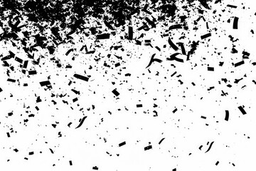 Fototapeta premium Black silhouette of falling glitter confetti.