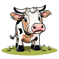 Cow cartoon character vector image. Illustration of cute cow animal fun mascot on the white background