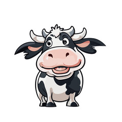 Cow cartoon character vector image. Illustration of cute cow animal fun mascot on the white background