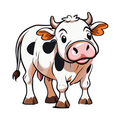 Cow cartoon character vector image. Illustration of cute cow animal fun mascot on the white background