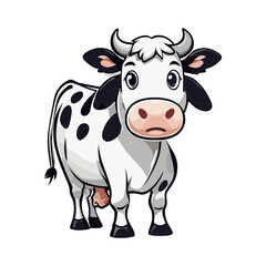 Cow cartoon character vector image. Illustration of cute cow animal fun mascot on the white background