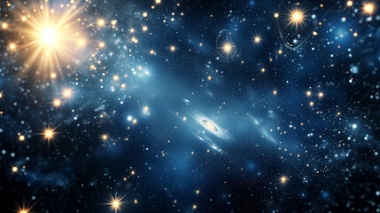 Fototapeta na wymiar Stellar Brilliance: A Vivid Depiction of a Distant Galaxy and Star Cluster